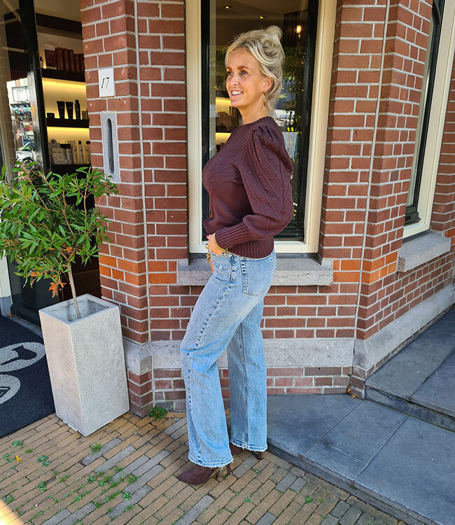 Knit Longsleeve Dots Donkerbruin