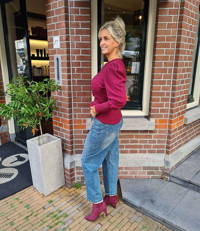 Knit Longsleeve Dots Bordeaux