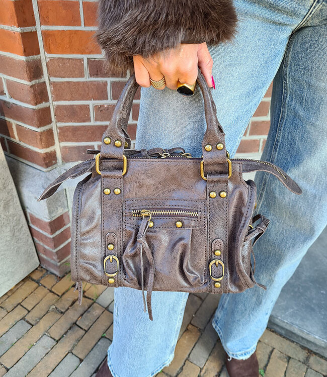 Kleine Handtas met Details Donkerbruin