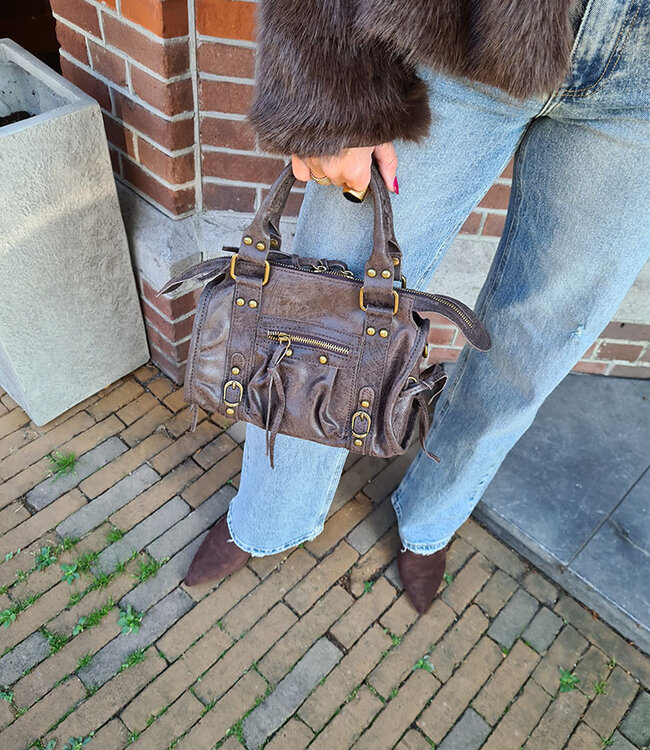Kleine Handtas met Details Donkerbruin