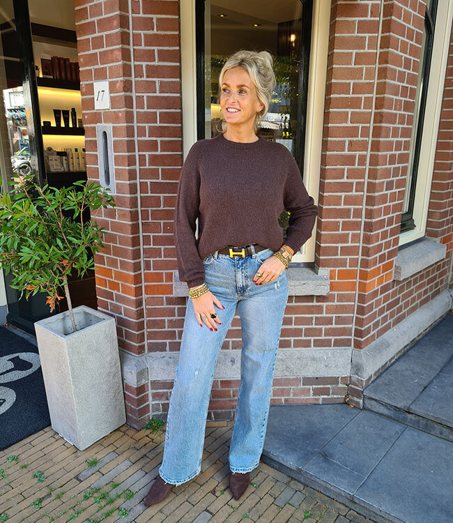 Super Soft Knit Lange Mouw Donkerbruin