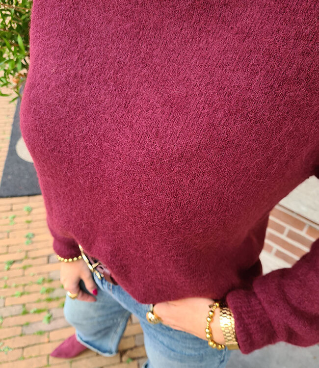Super Soft Knit Lange Mouw Bordeaux