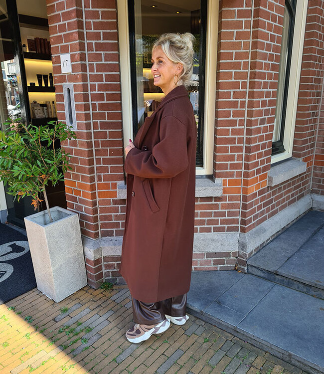 Lange Mantel Donkerbruin