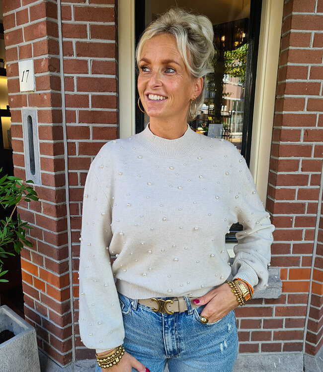 Knit Trui Parels Crème