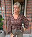 Luxe Wikkel Blouse Pailletten Donkerbruin