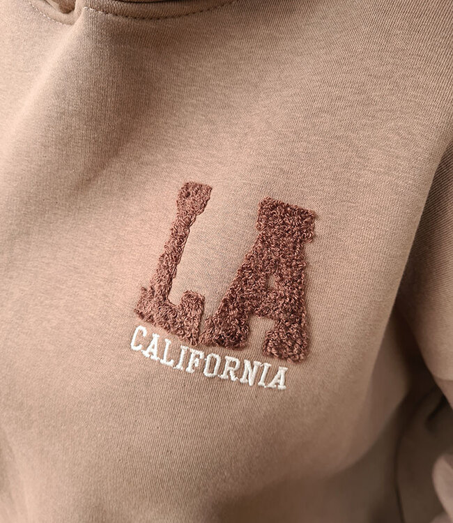 Hoodie met Fleece LA Taupe