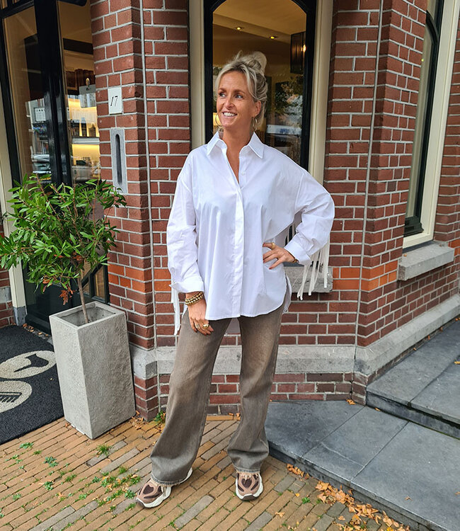 Oversized Franje Blouse Wit