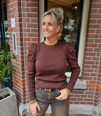 Basic Knit Pofmouw Donkerbruin