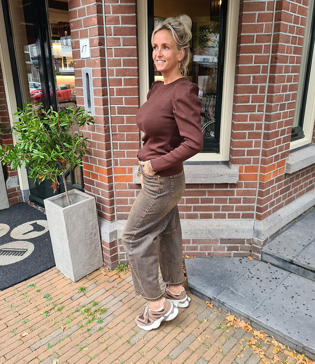 Basic Knit Pofmouw Donkerbruin