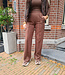 Jogger Pantalon met Naad Bruin