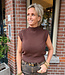 Mouwloze Knit Top Donkerbruin
