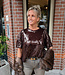 Pailletten Tee Donkerbruin