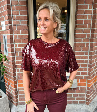 Pailletten Tee Bordeaux