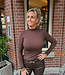 Basic Longsleeve Opstaande Kraag Donkerbruin
