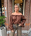 Ambika Pofblouse Offshoulder Donkerbruin