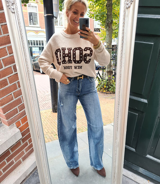 Knit Sweater SOHO studs Crème