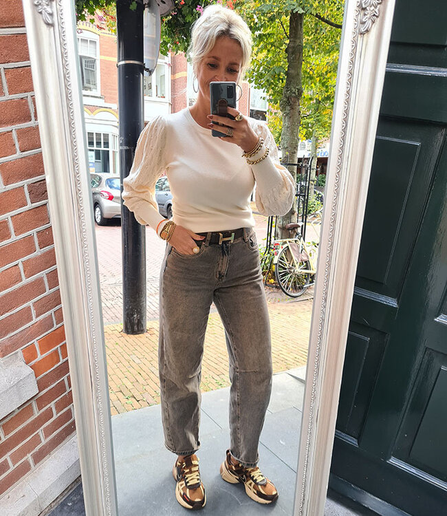 Knit Longsleeve Dots Mouwen Crème