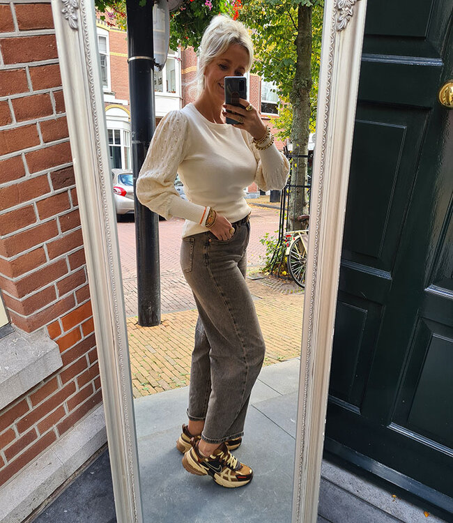 Knit Longsleeve Dots Mouwen Crème