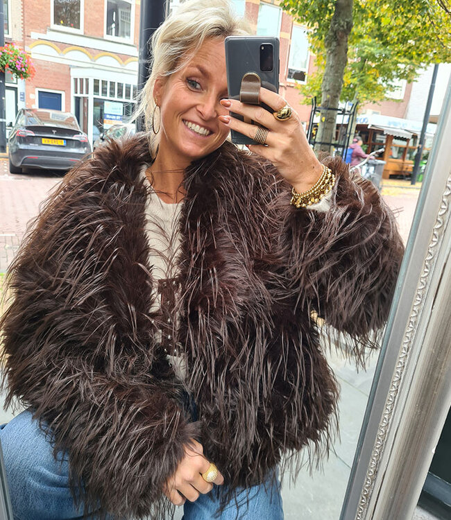 Fluffy Jas Donkerbruin