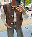 Vilted Gilet Gouden knopen Gemêleerd Bruin