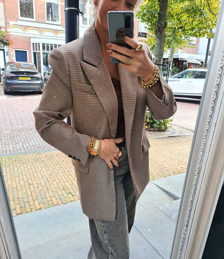 Blazer Ruit met Shimmer Bruintinten