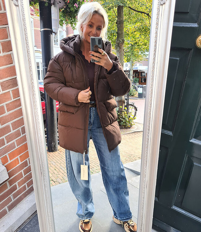 Gewatteerd Jack Medium Lengte Donkerbruin