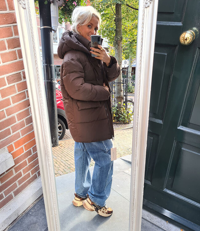 Gewatteerd Jack Medium Lengte Donkerbruin