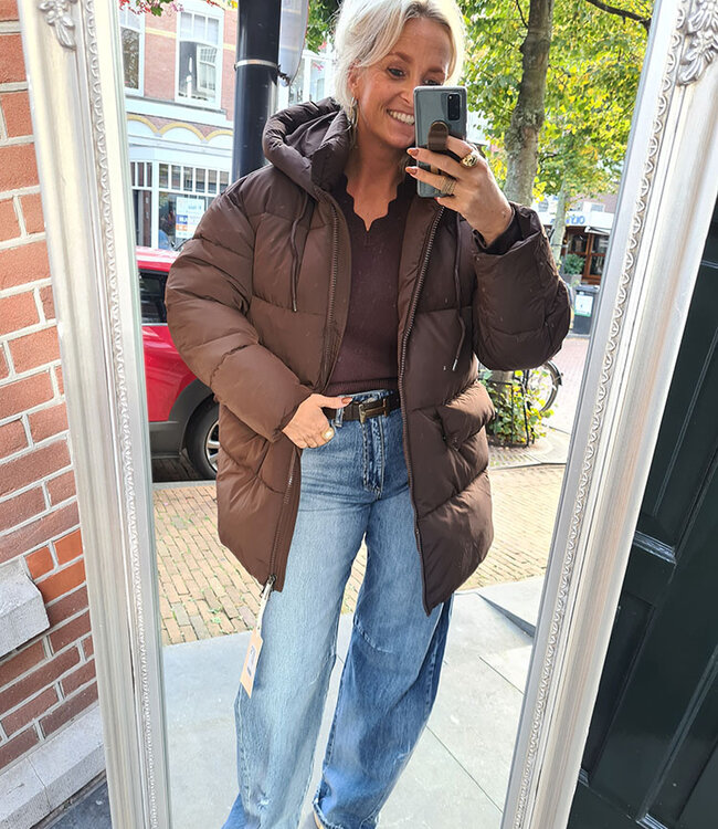 Gewatteerd Jack Medium Lengte Donkerbruin