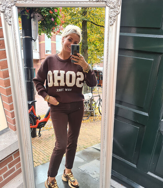 Oversized Knit Sweater SOHO Donkerbruin