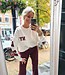 Knit Trui NY Back Print Crème/Bordeaux