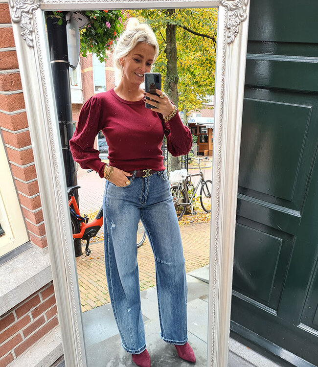 Knit Longsleeve Dots Mouwen Bordeaux