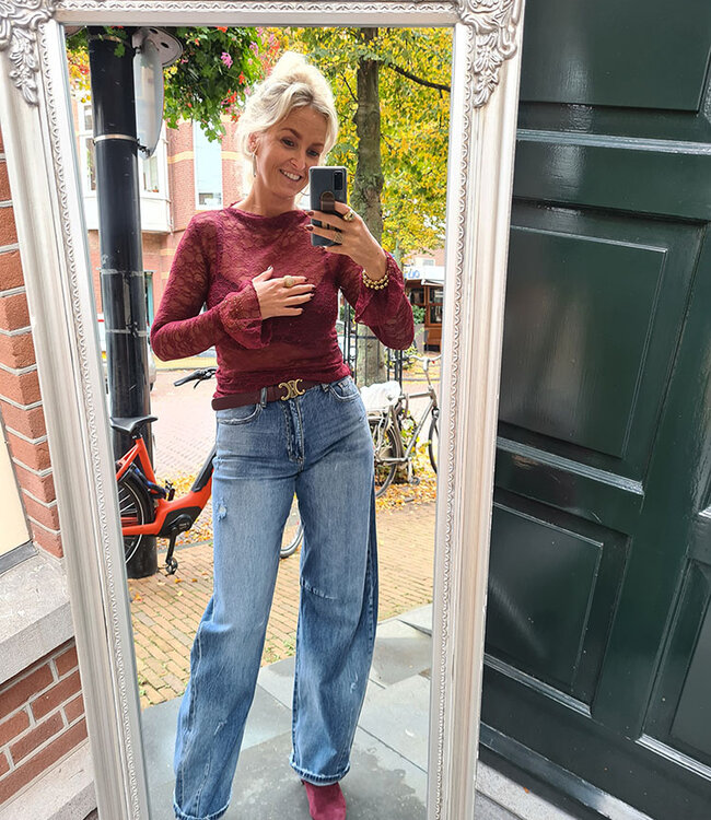 Biba Kanten Longsleeve Bordeaux