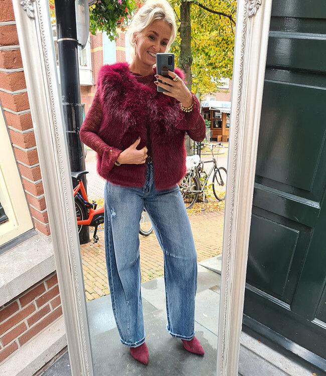 Faux Fur Gilet Bordeaux