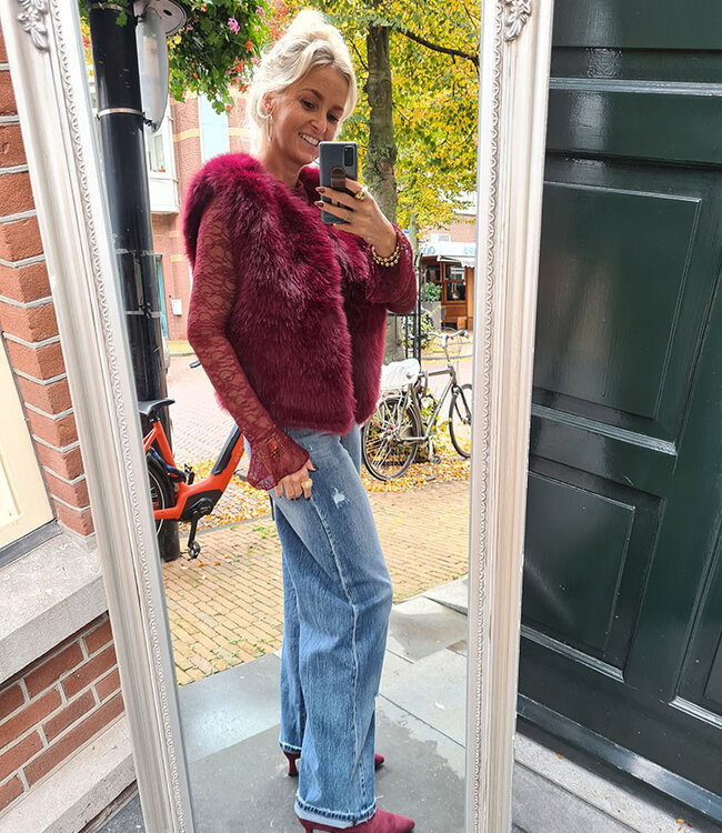 Faux Fur Gilet Bordeaux