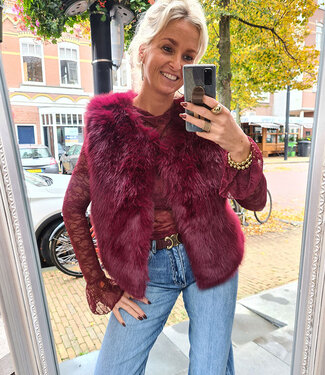 Faux Fur Gilet Bordeaux