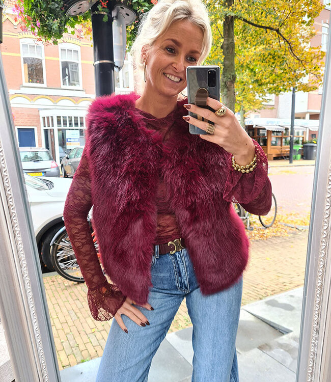 Faux Fur Gilet Bordeaux