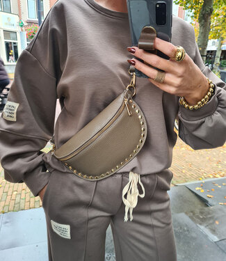 Crossbody met Studs Taupe