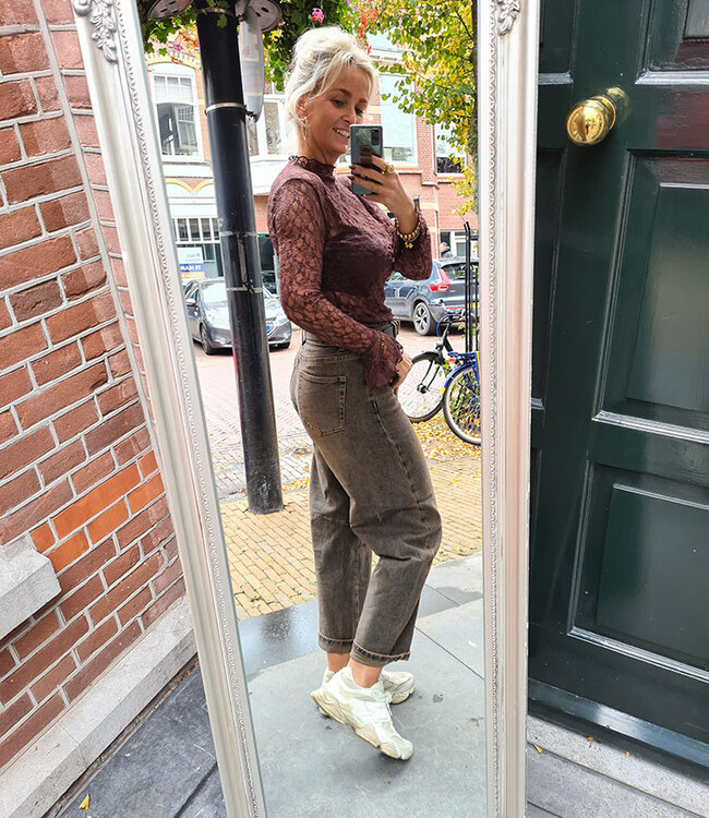 JusdePom Lace Longsleeve Donkerbruin