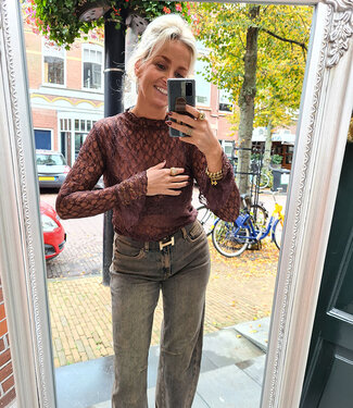 JusdePom Lace Longsleeve Donkerbruin