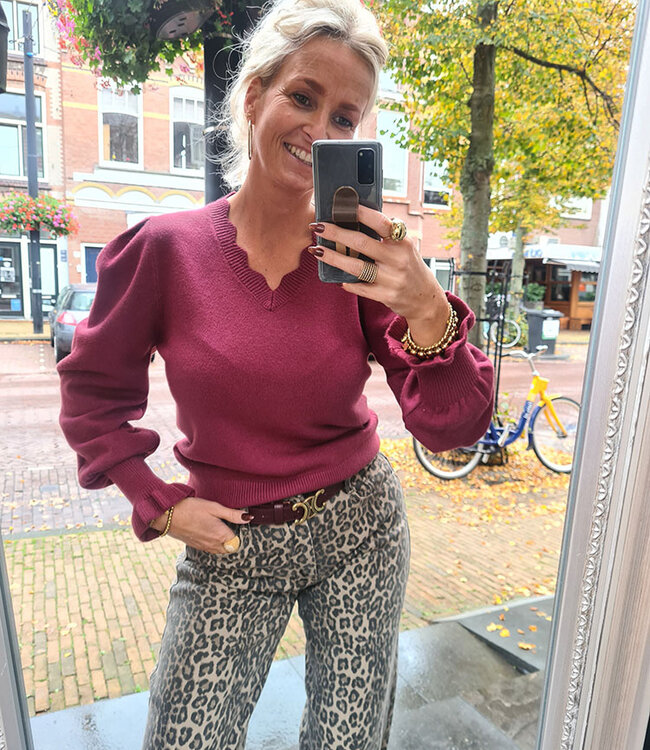 Vhals Knit Trui Pofmouw Bordeaux