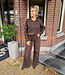 Knit Vestje met Gouden Hartjes Donkerbruin