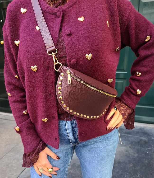 Crossbody met Studs Bordeaux