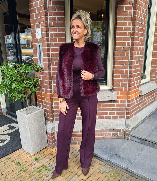 Faux Fur Gilet Gemêleerd Paars/Bordeaux