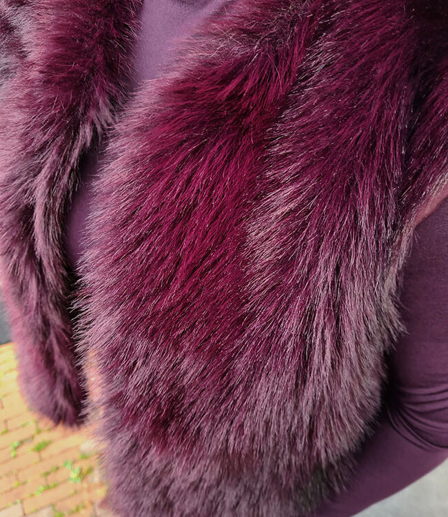 Faux Fur Gilet Gemêleerd Paars/Bordeaux
