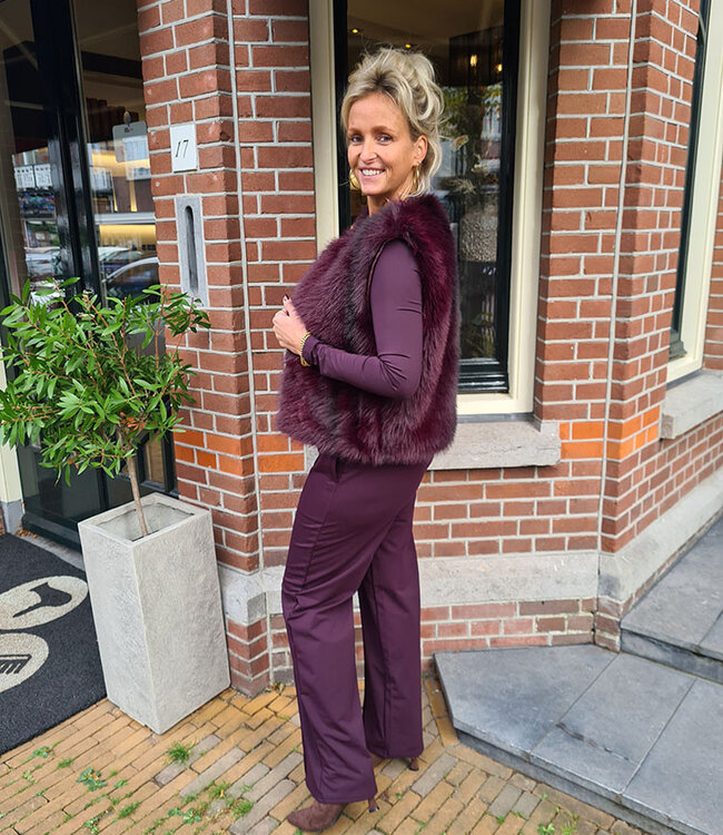 Faux Fur Gilet Gemêleerd Paars/Bordeaux