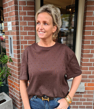 Ambika Tee Strass Donkerbruin