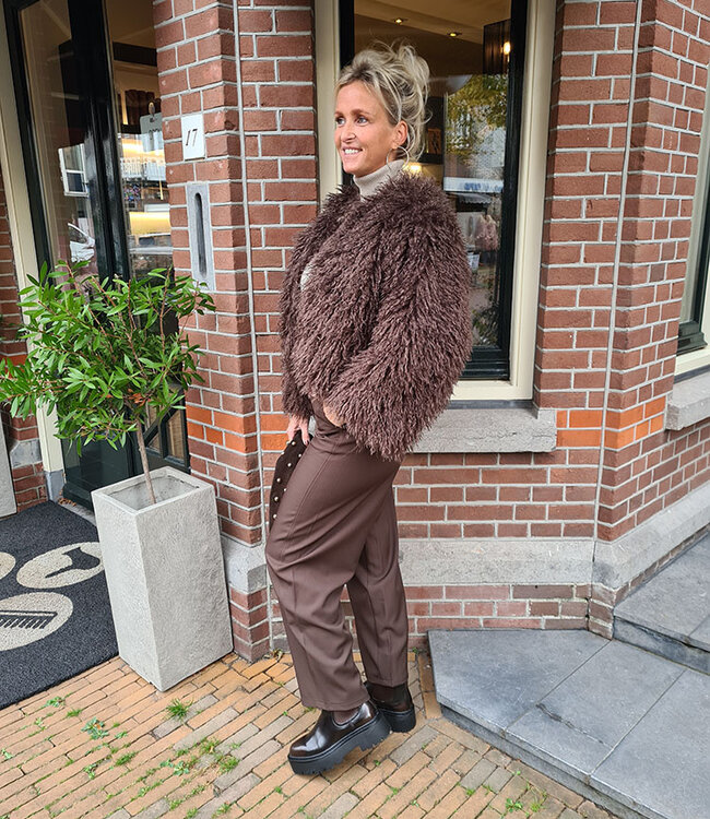 Ambika Luxe Hairy Jas Donkerbruin