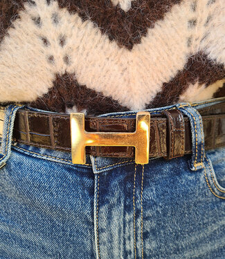 Look-a-Like Riem Her Croco Lak Donkerbruin