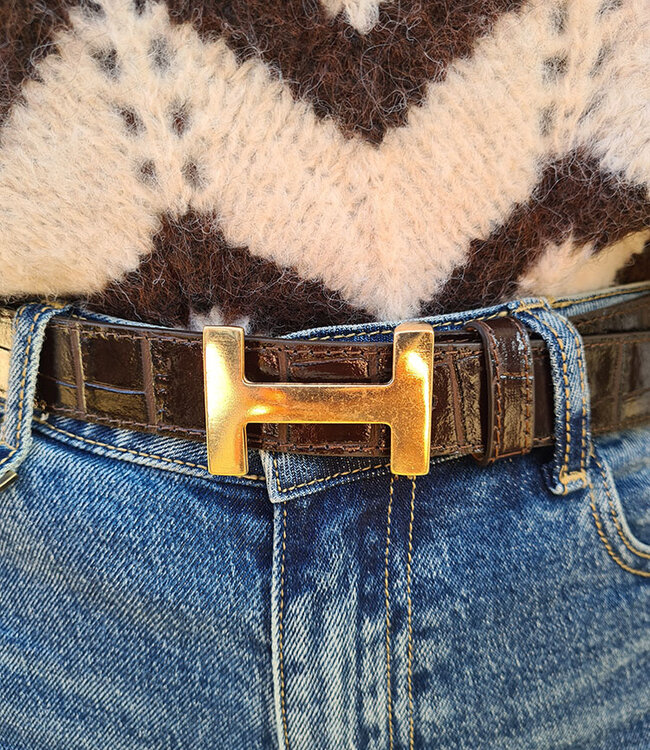 Look-a-Like Riem Her Croco Lak Donkerbruin