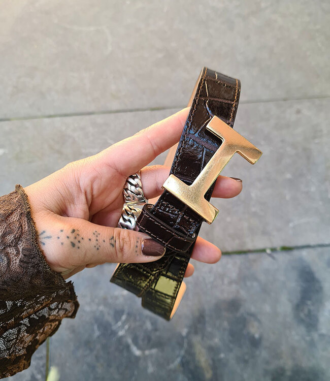 Look-a-Like Riem Her Croco Lak Donkerbruin